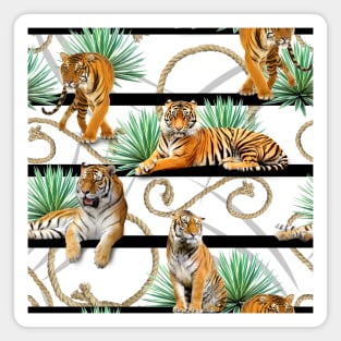 Tigers with ropes and leaves Magnet